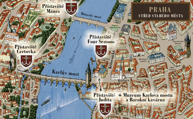 Mapa přístavišť Pražských Benátek | Pražské Benátky