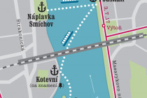 Mapa trasy přívozu Vyšehrad | Pražské Benátky